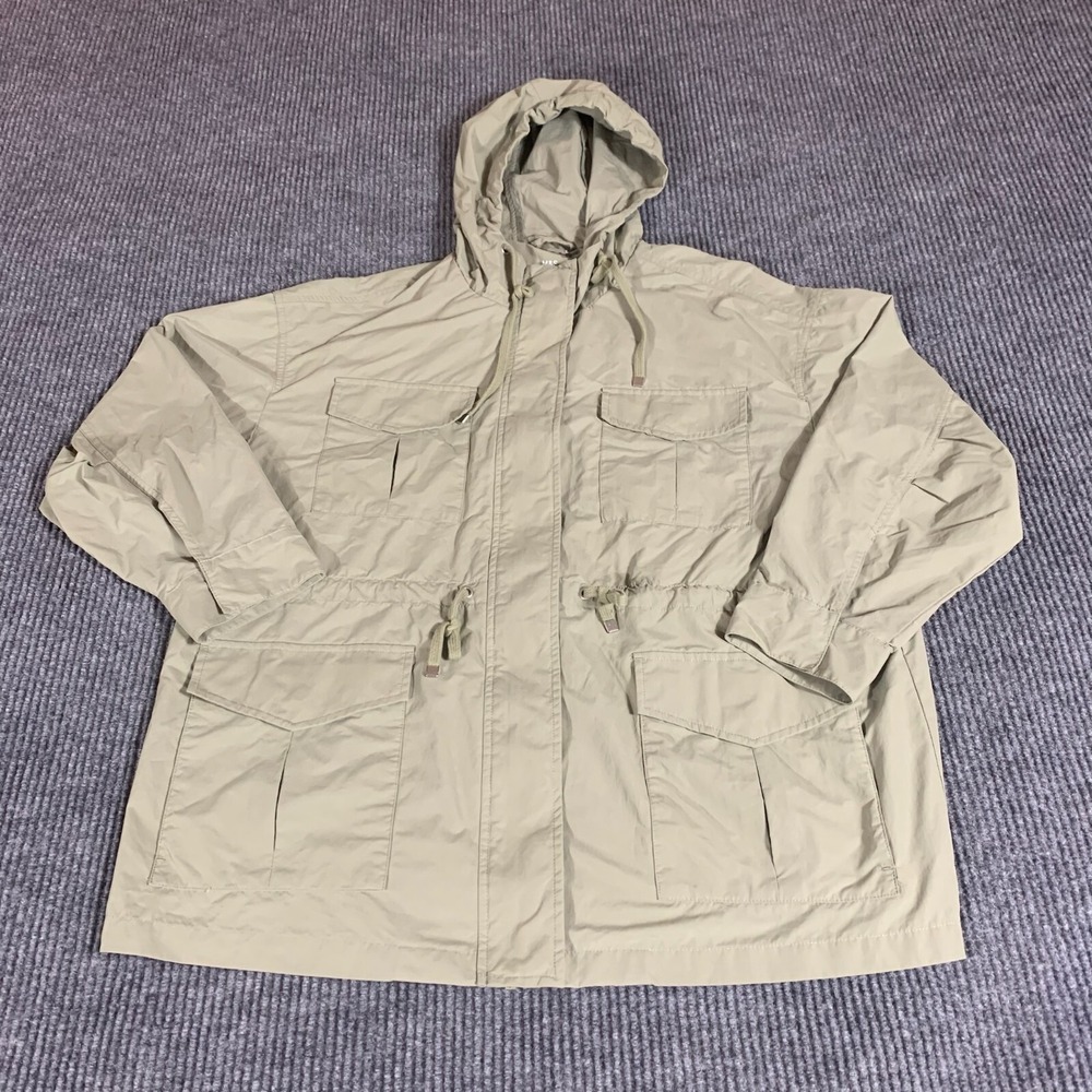 M&S Jacket Womens 12 Light Green Full Zip Storm Wear Hooded Lightweight Pockets